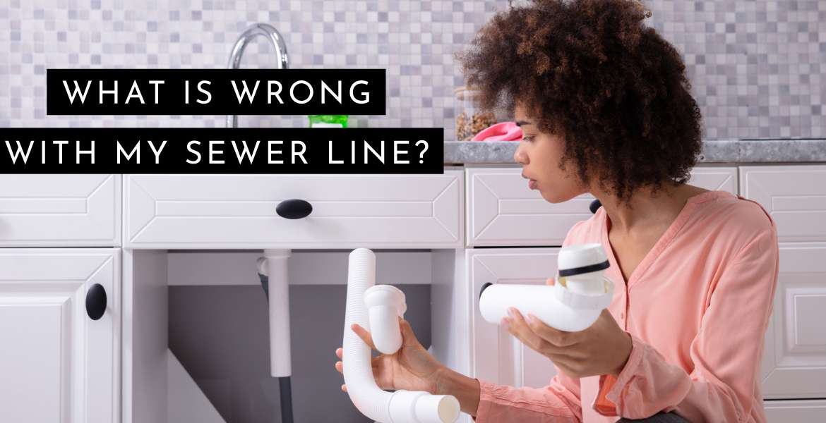 Woman checking the sewer line at home