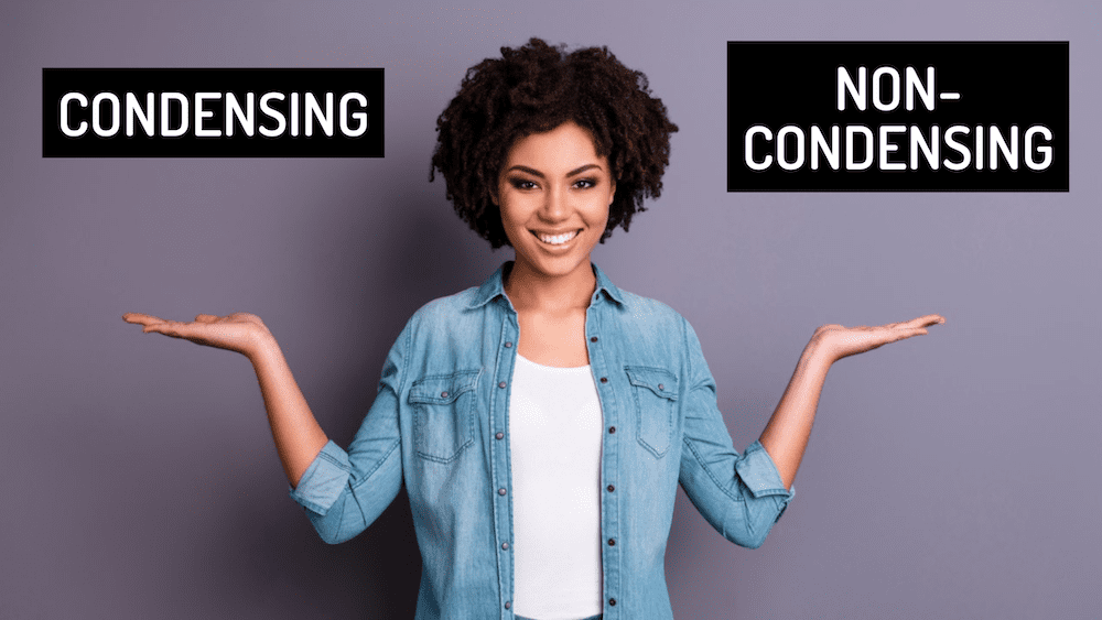 Young Woman Considering Whether to Choose a Condensing or Non-Condensing Water Heater