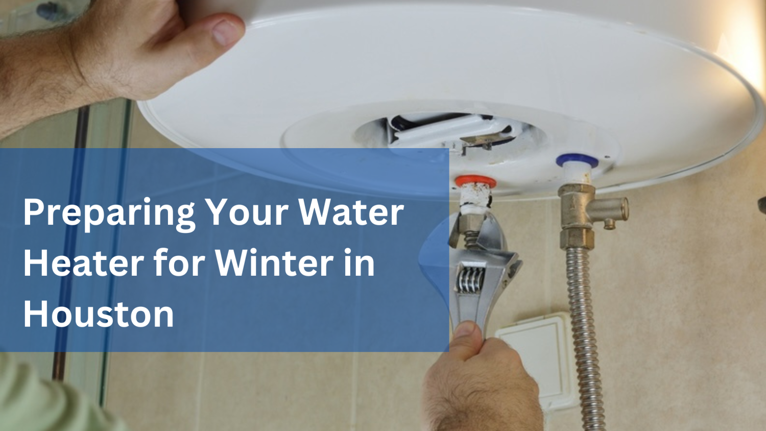 Person with a Wrench Inspecting a Water Heater